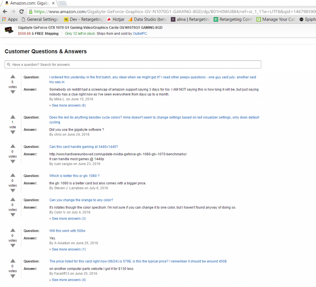 Fragen- und Antwortbereich für Kunden