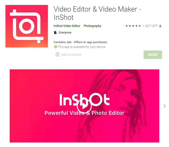 Pembuat cerita instagram InShot