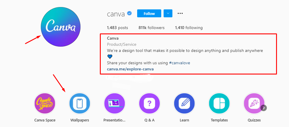 Instagram-Profil von Canva