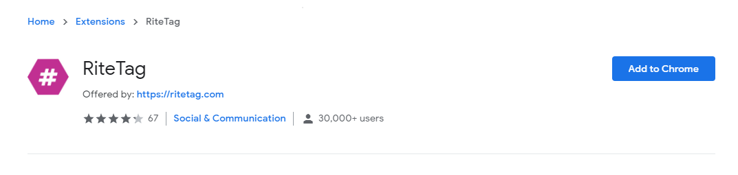 Ritetag 社交媒体营销 chrome 扩展