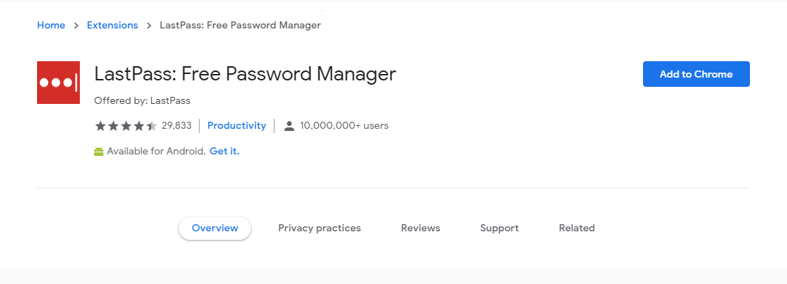 LastPass 镀铬扩展