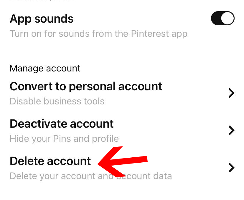 удалить пинтерест с мобильного 3