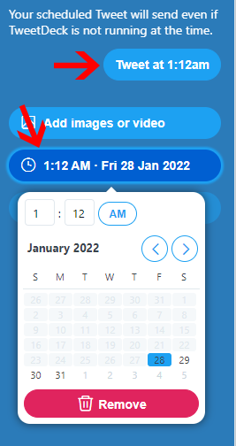 Programar tweet en tweetdeck