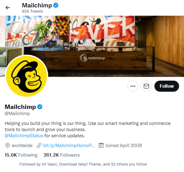 商業推特 - mailchimp 個人資料