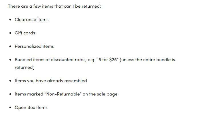 Política de devoluciones de Wayfair