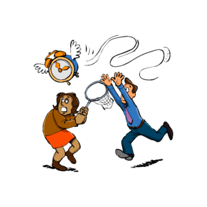 zegar ze skrzydłami odlatującymi kobieta goni go z zarządzaniem czasem w sieci