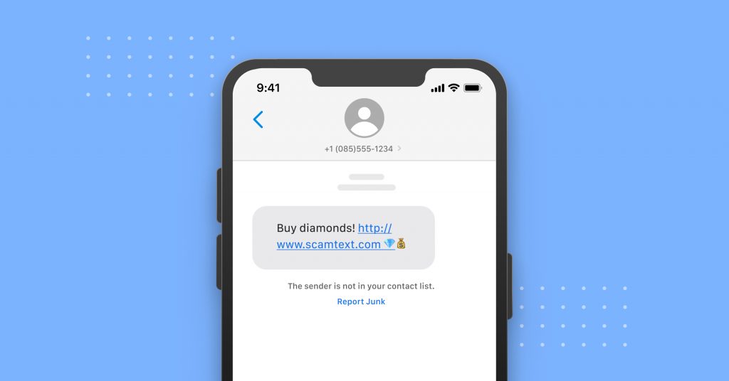 ios'ta önemsiz olarak bildirebileceğiniz sahte metin mesajları örneği