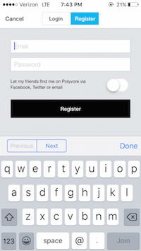 registro de correo electrónico de polyvore