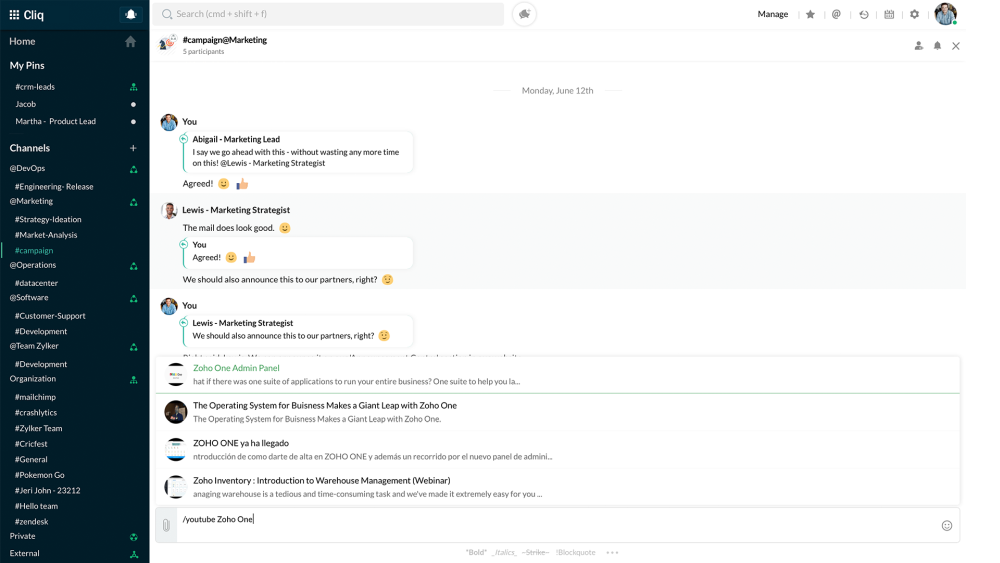 zoho-cliq-消息傳遞-saas