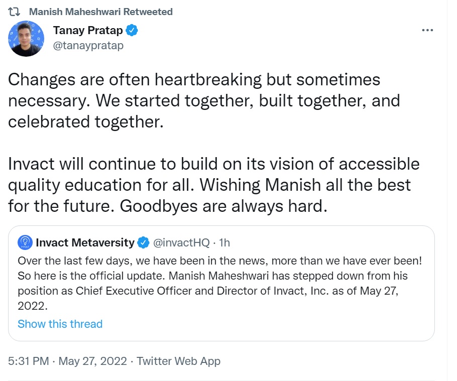 Manish Maheshwari Retweeted