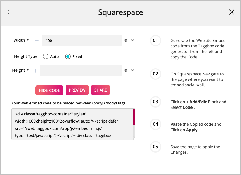 ฟีด Instagram ของ Squarespace