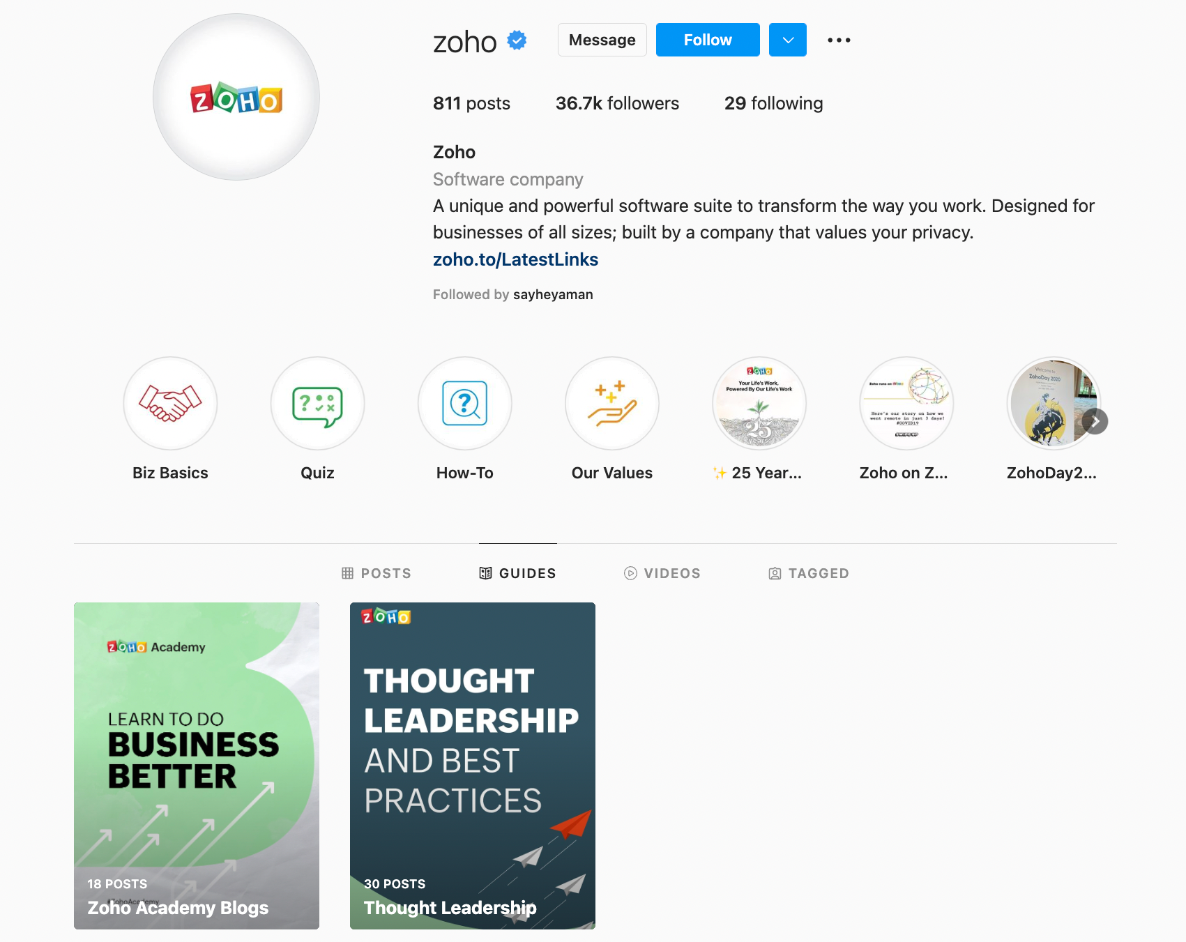 Zoho Instagram Rehberi