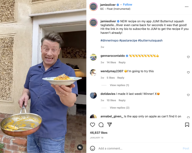 Exemplo de bobinas do Instagram da Nespresso