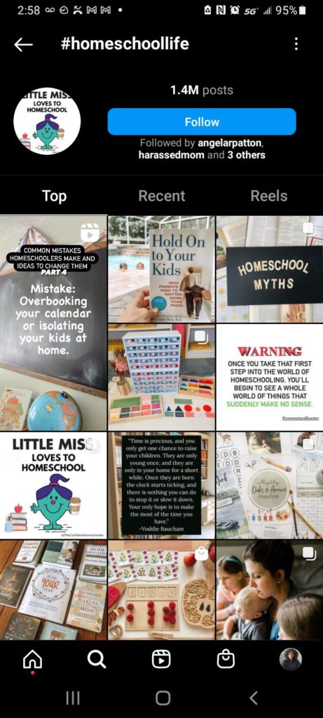 Instagram的家庭学校生活截图