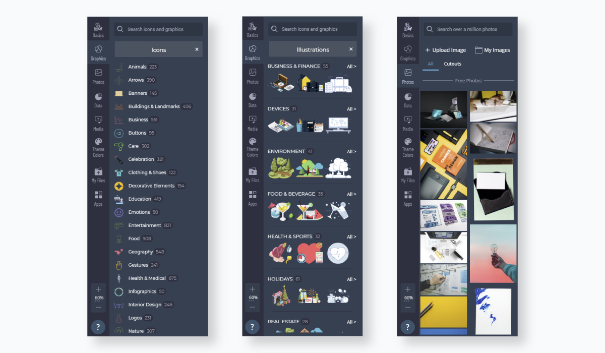 presentasi rencana bisnis - gunakan ikon, ilustrasi, dan gambar