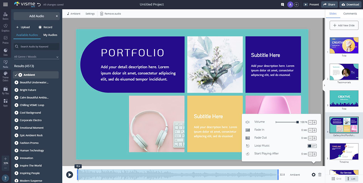 presentasi voice over - sesuaikan pengaturan audio