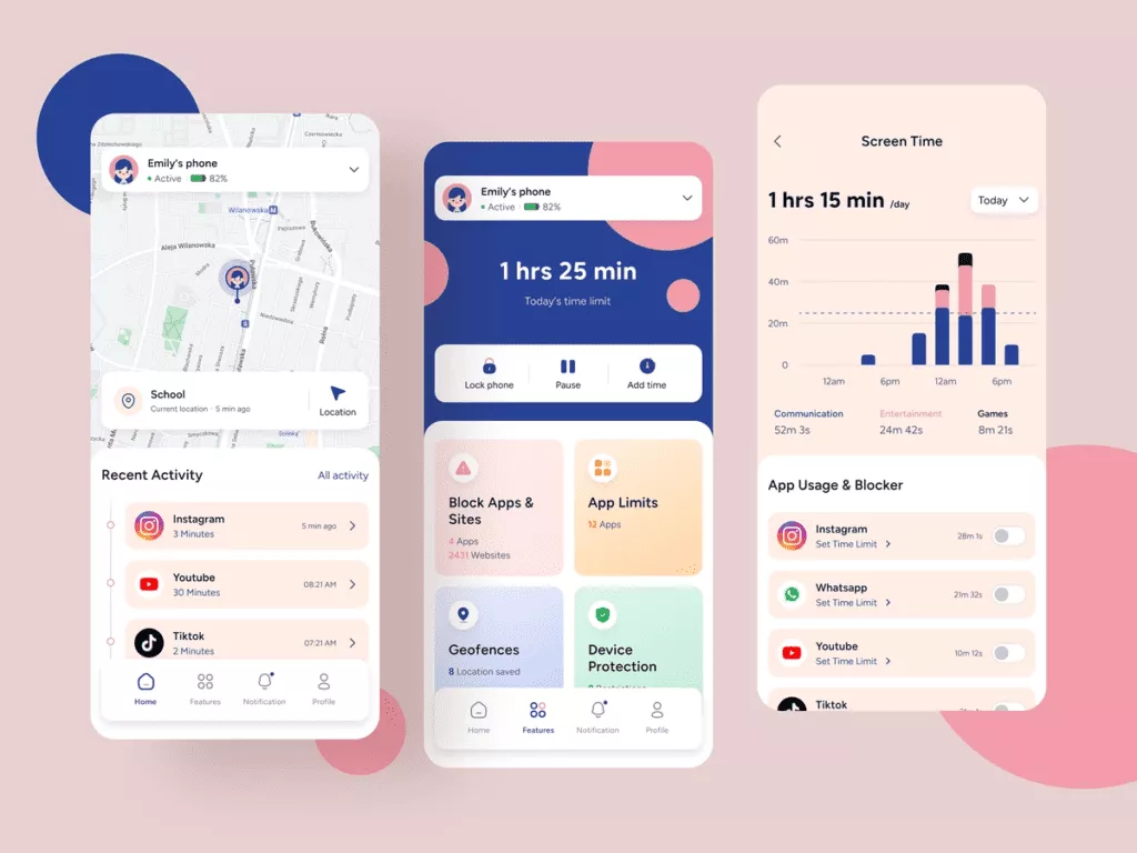 어린이 활동을 추적하는 앱