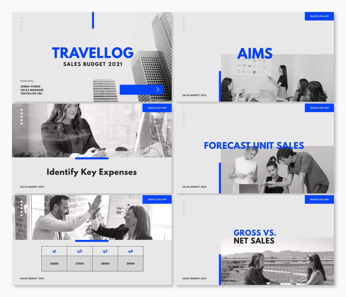 Vismeで利用可能な販売予算プレゼンテーションテンプレート。