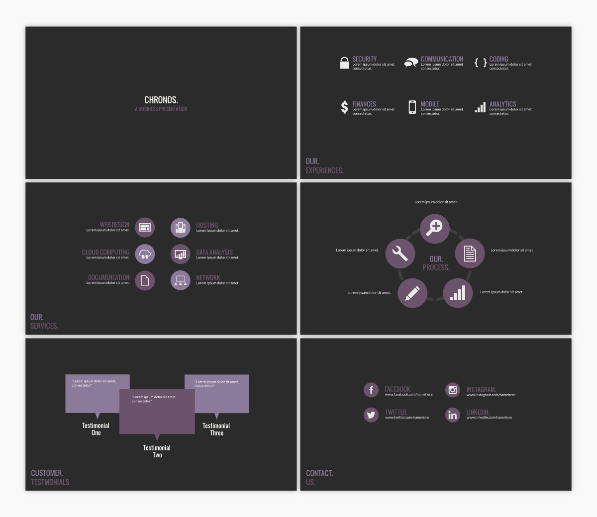 Vismeでカスタマイズできる黒と紫の基調講演テンプレート。