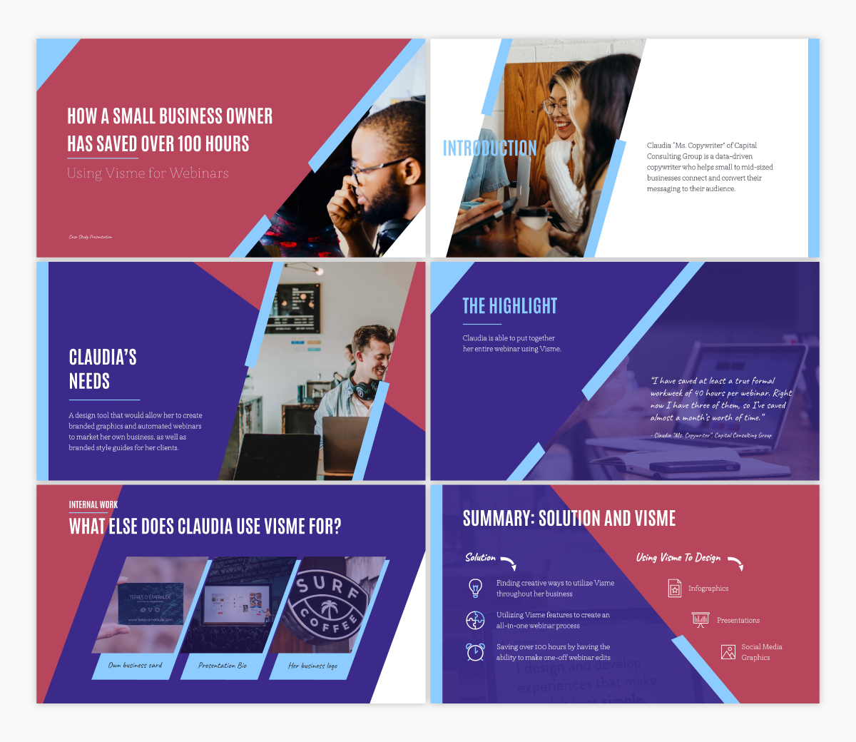 Vismeで利用可能なケーススタディ基調講演テンプレート。