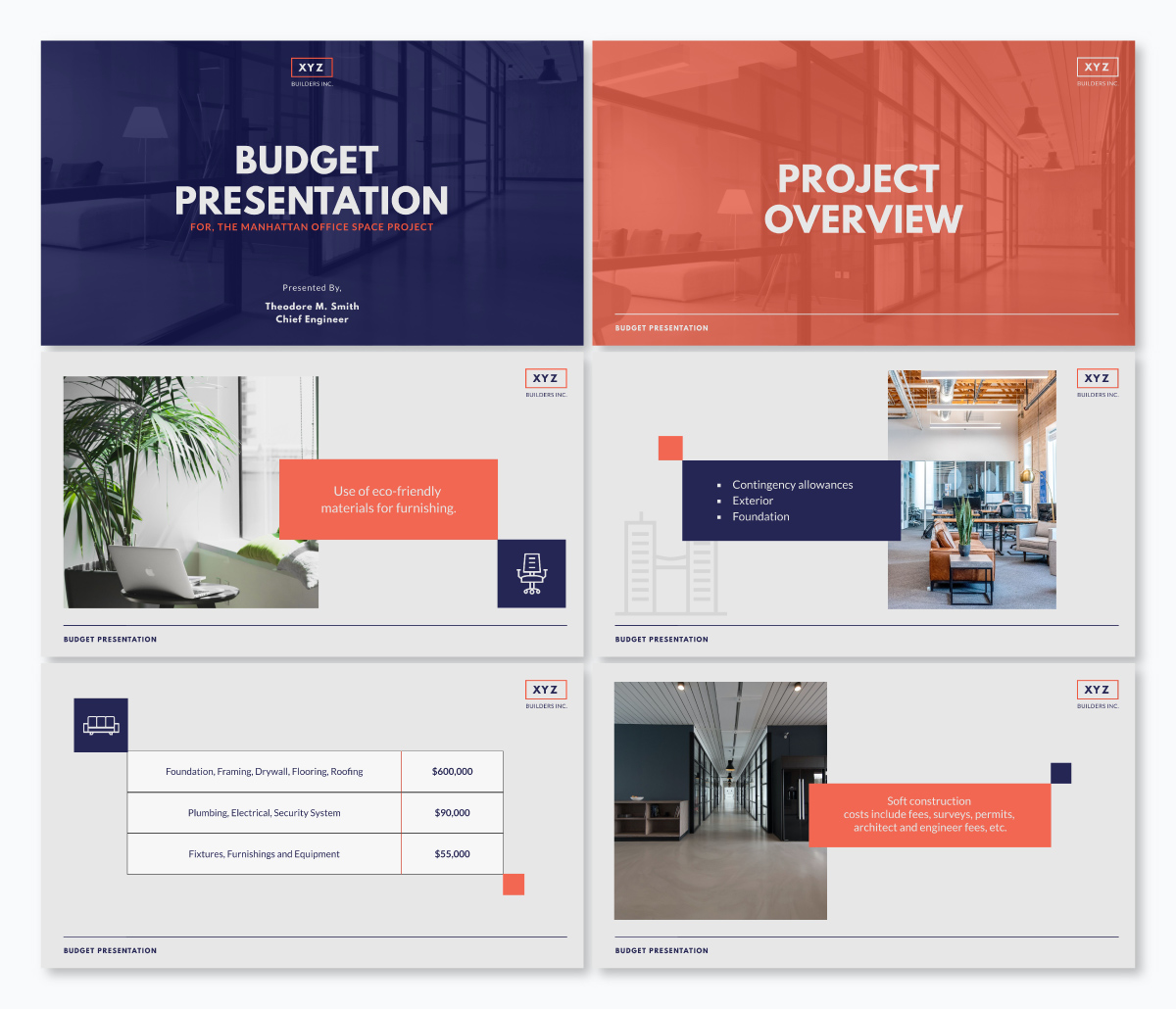 Vismeで利用可能な建設予算プレゼンテーションテンプレート。