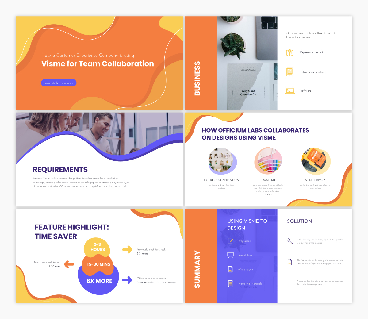 Vismeで利用可能なケーススタディプレゼンテーションテンプレート。