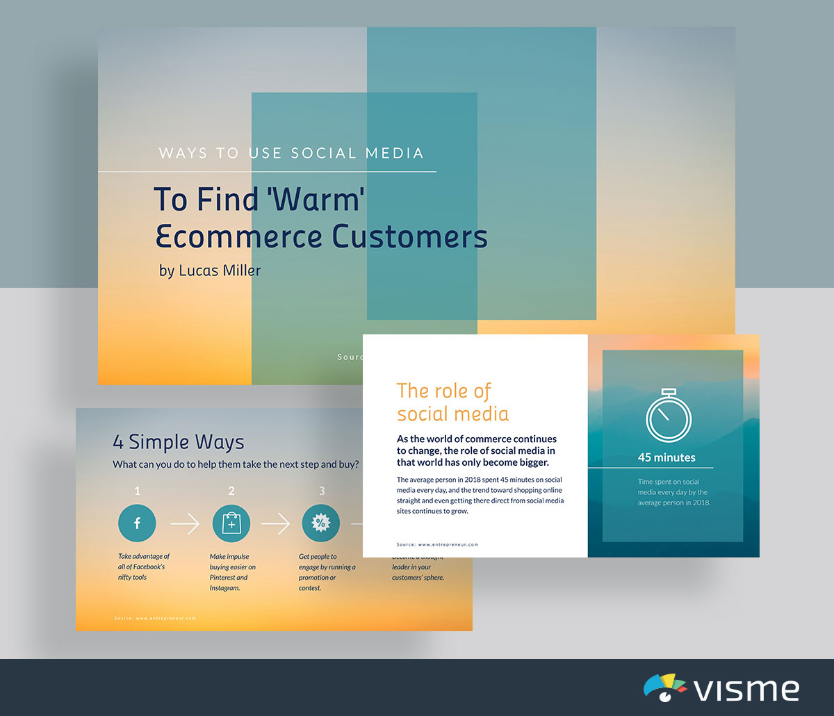 слайды презентации - шаблон стратегии социальных сетей visme