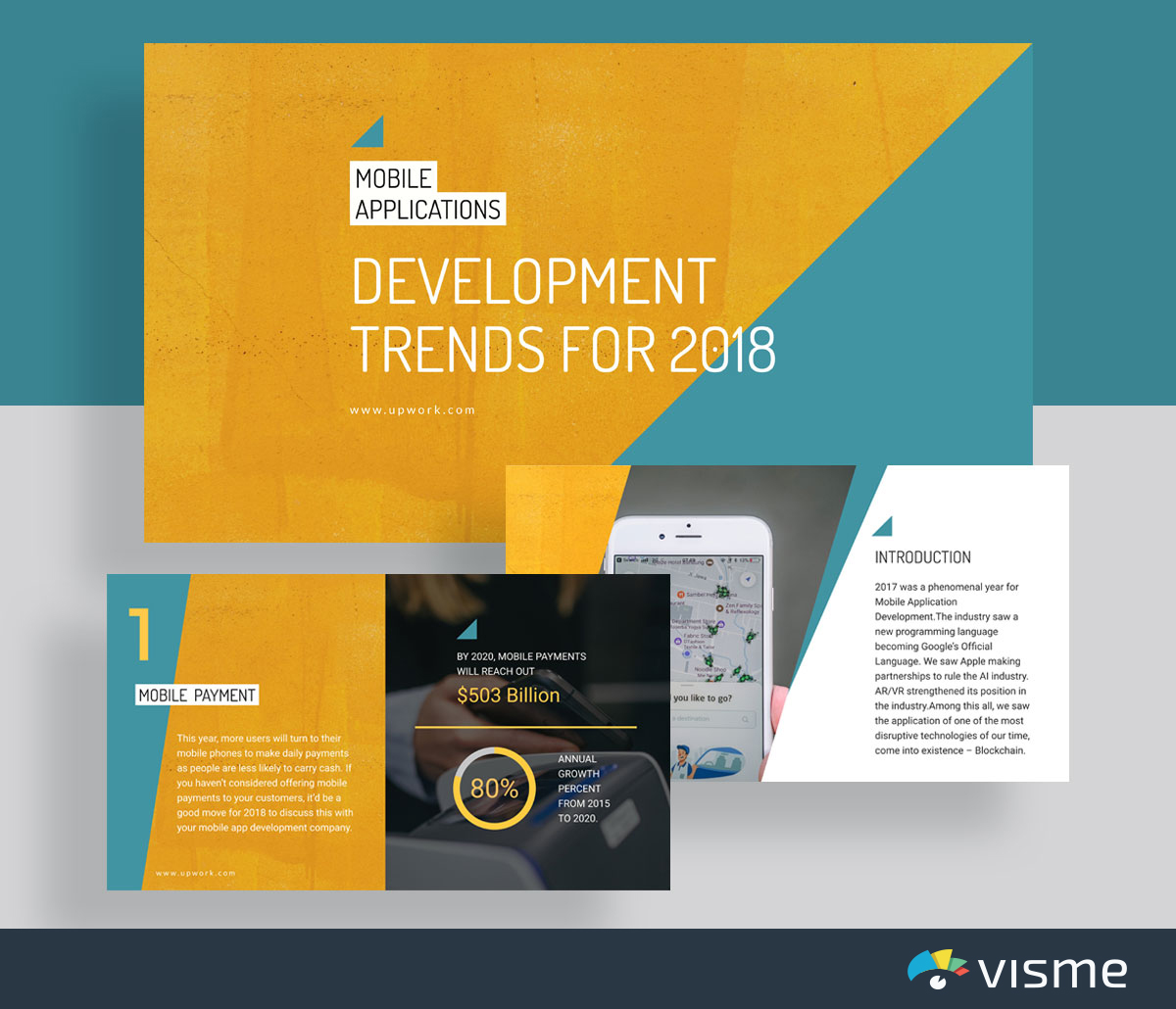 слайды презентации - шаблон тенденций в отрасли visme