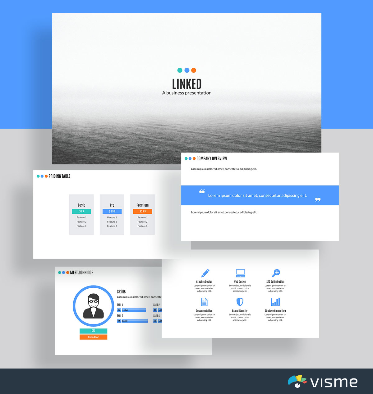 слайды презентации - шаблон обзора компании visme 2