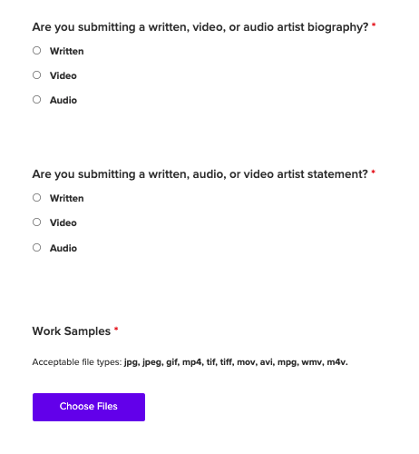 艺术家信托基金申请中关于艺术家传记和声明格式的两个问题