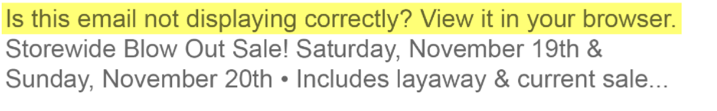 E-Mail-Marketing-Fehler: Vorschautext weglassen (Beispiel 1) Email Marketing Mistakes: omitting preview text (example 1)