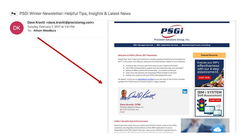 E-Mail-Marketing: PSGi Newsletter Gutes Beispiel Email Marketing: PSGi Newsletter Good Example