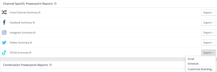 모든 주요 소셜 미디어 채널에 대한 다운로드 가능한 PowerPoint 보고서