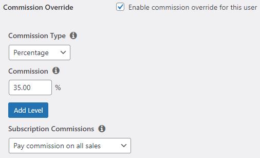 Définition de taux de commission personnalisés pour les affiliés.