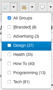 マーケティング担当者のキーワードおよびトピック グループのダッシュボード フィルター