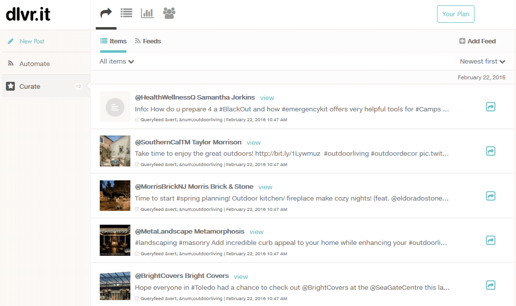 Un modo indolore per avere sempre nuovi contenuti per coinvolgere fan e follower - Cura dei contenuti di dlvr.it