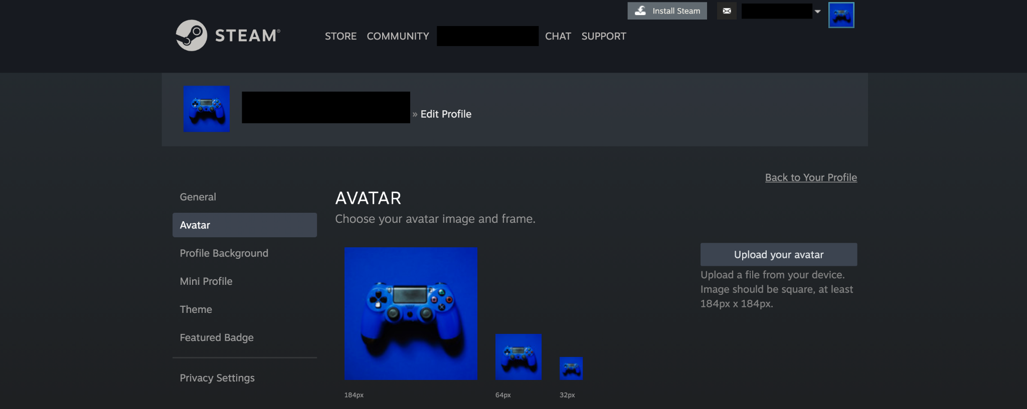 Carga de avatar de Steam