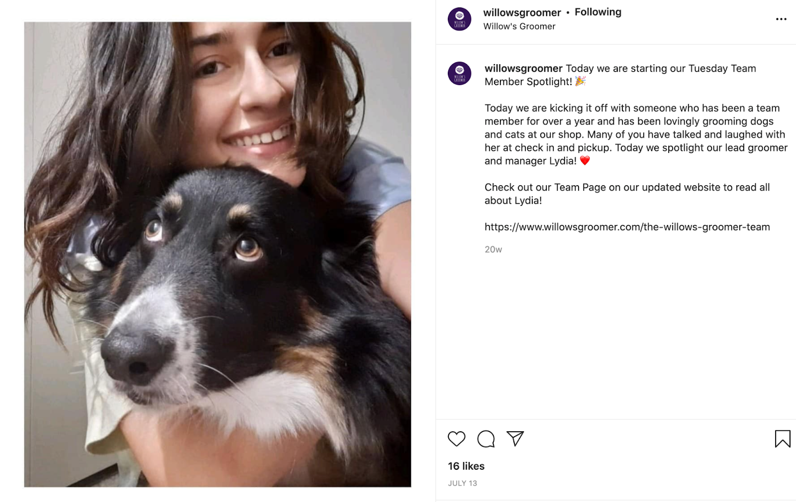 ejemplo de publicación centrada en el empleado