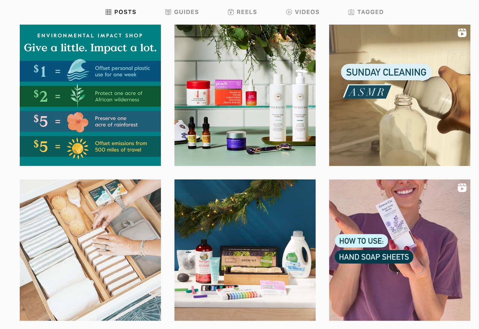 ejemplo de variedad de tipo de publicación de instagram