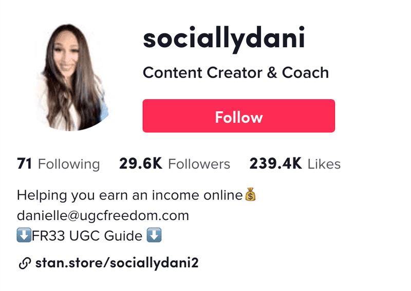 مثال على TikTok UGC Creator