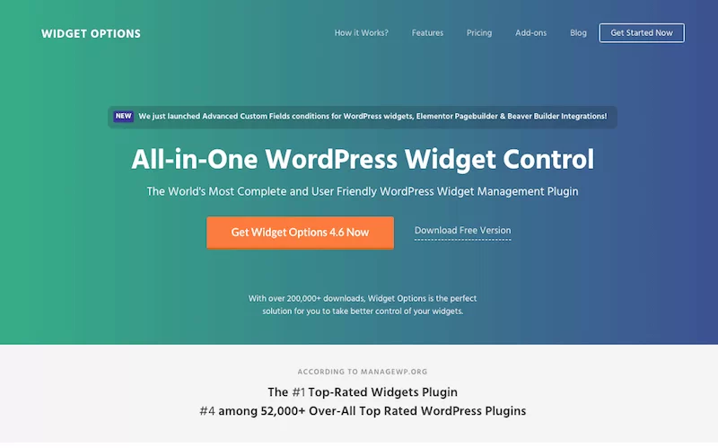 Параметры виджета