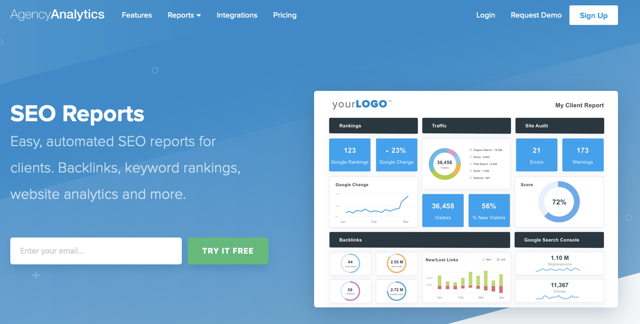 Outils d'audit SEO : AgencyAnalytics