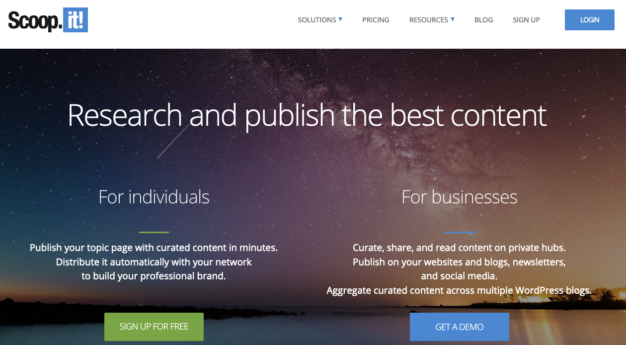 Outils d'audit SEO : Scoop.it