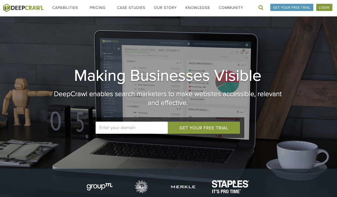 Outils d'audit SEO : DeepCrawl