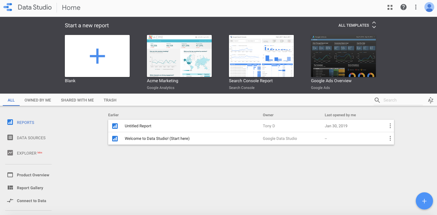 Outils d'audit SEO : Google Data Studio