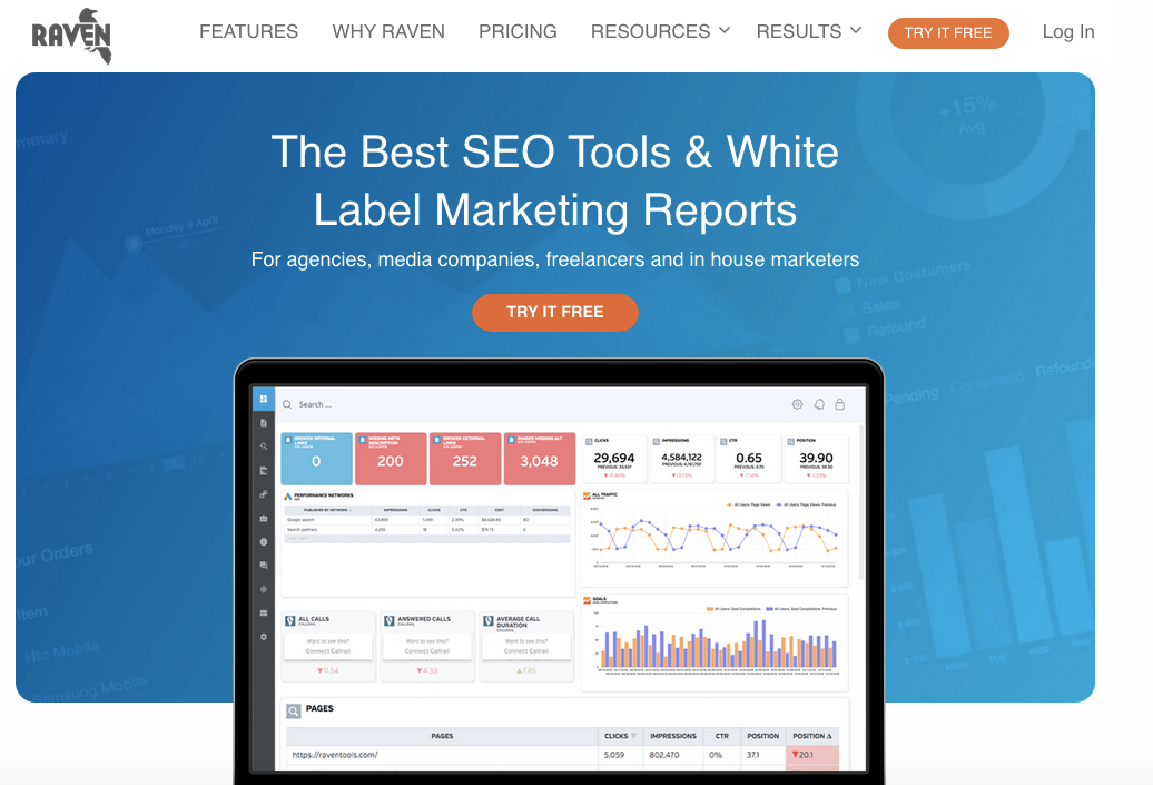 Outils d'audit SEO : Raven Tools