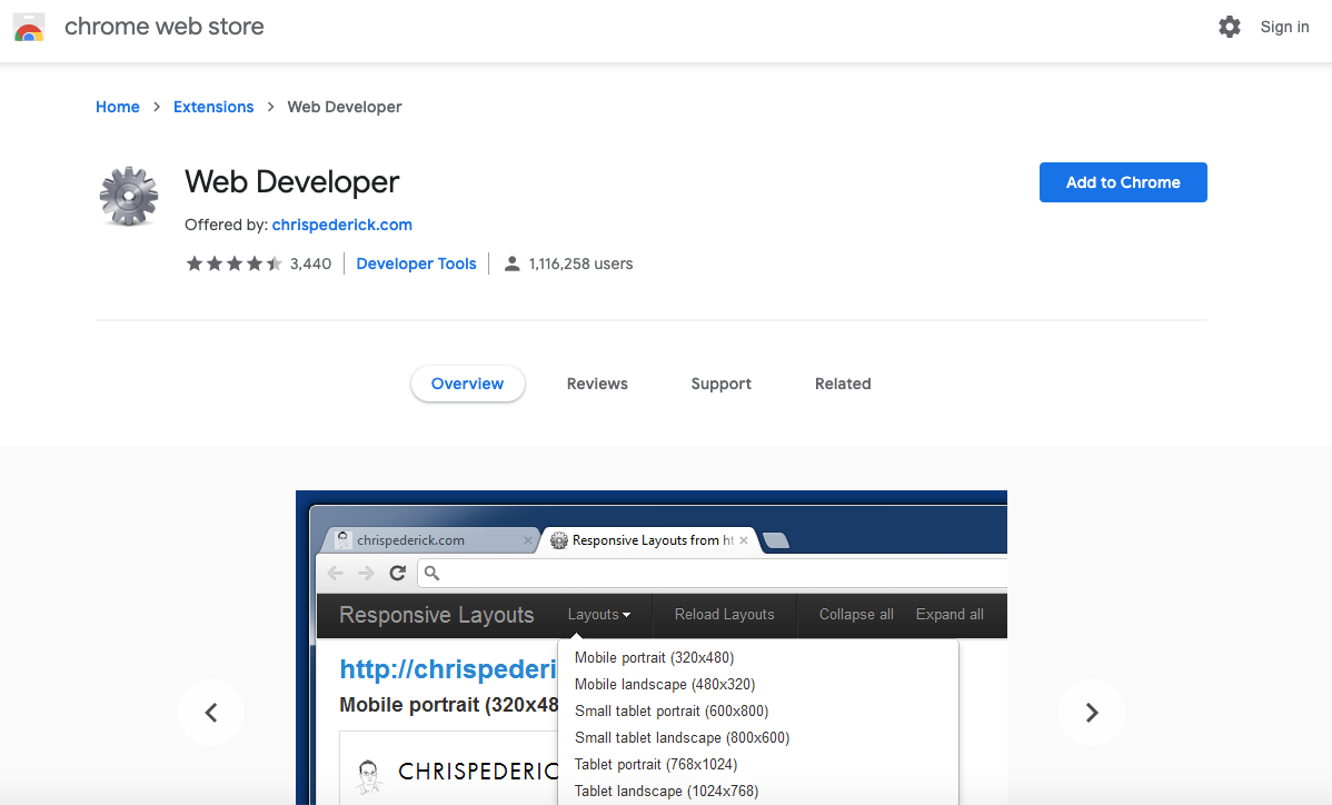 Outils d'audit SEO : barre d'outils du développeur Web