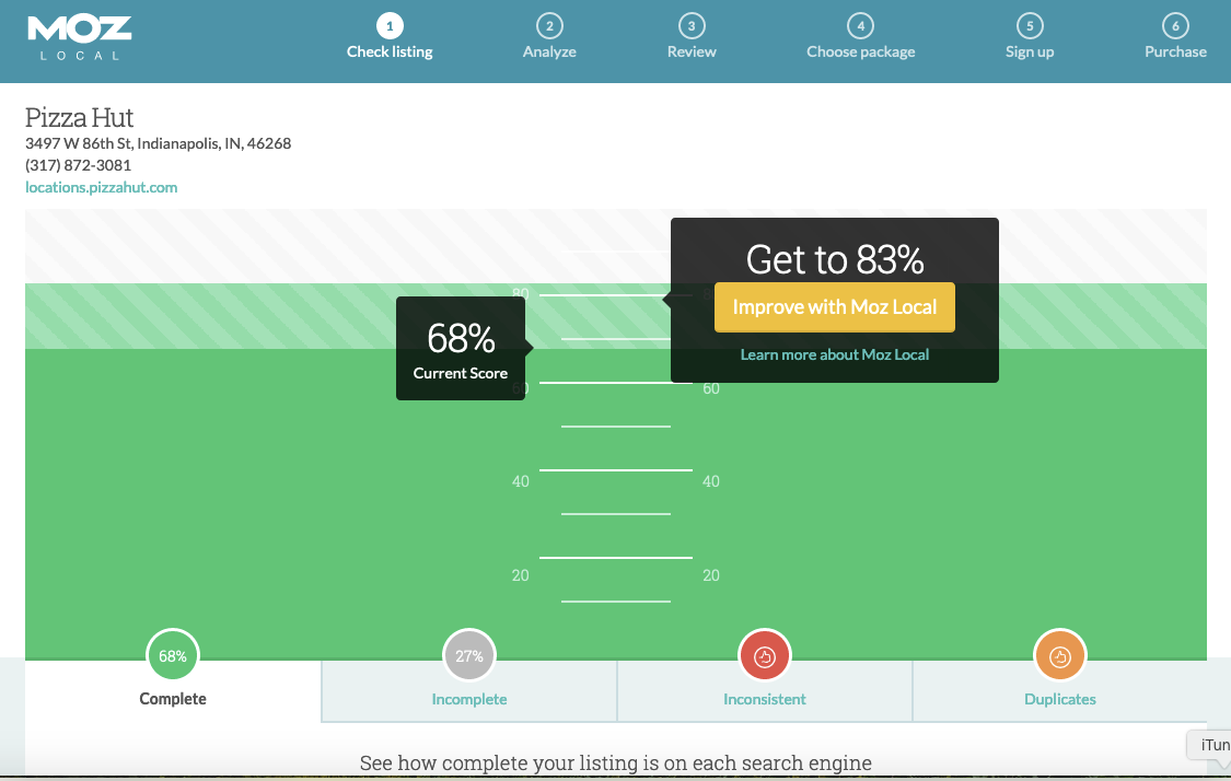 Outils d'audit SEO : Moz Local