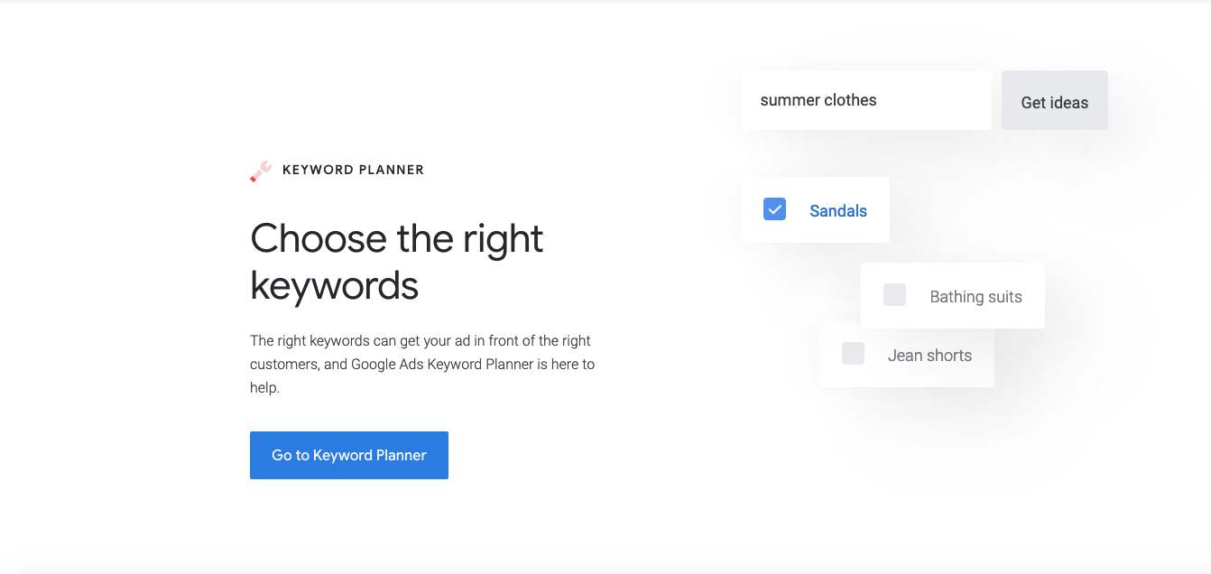 Outils d'audit SEO : Google Keyword Planner